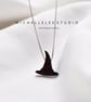 Halloween Black Witch Hat Opal Necklace With 925 Sterling Silver Chain