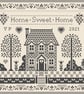 215B - Cross Stitch Quaker Sampler - Home Sweet Home - Monochrome Blackwork - Image 3