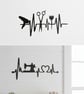 Modern Laser Cut Acrylic Heartbeat Silhouette- Sewing & Hairdresser Wall Art