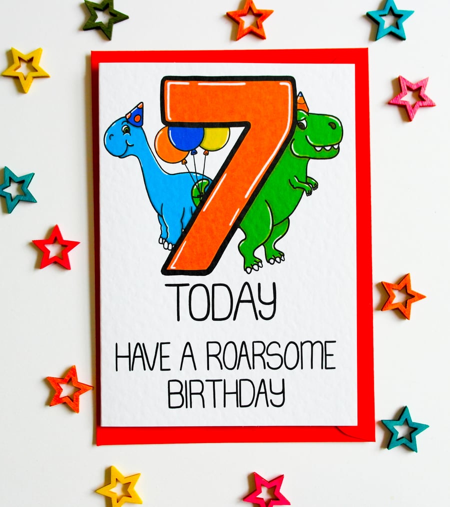 Roarsome dinosaur birthday card girl birthday card Dinosaur 
