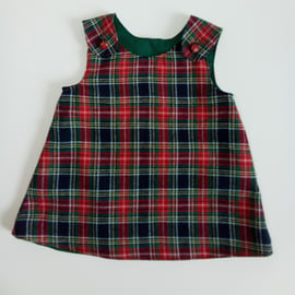 Red Tartan dress, 3-6 months A Line dress, Tartan pinafore, baby clothes 