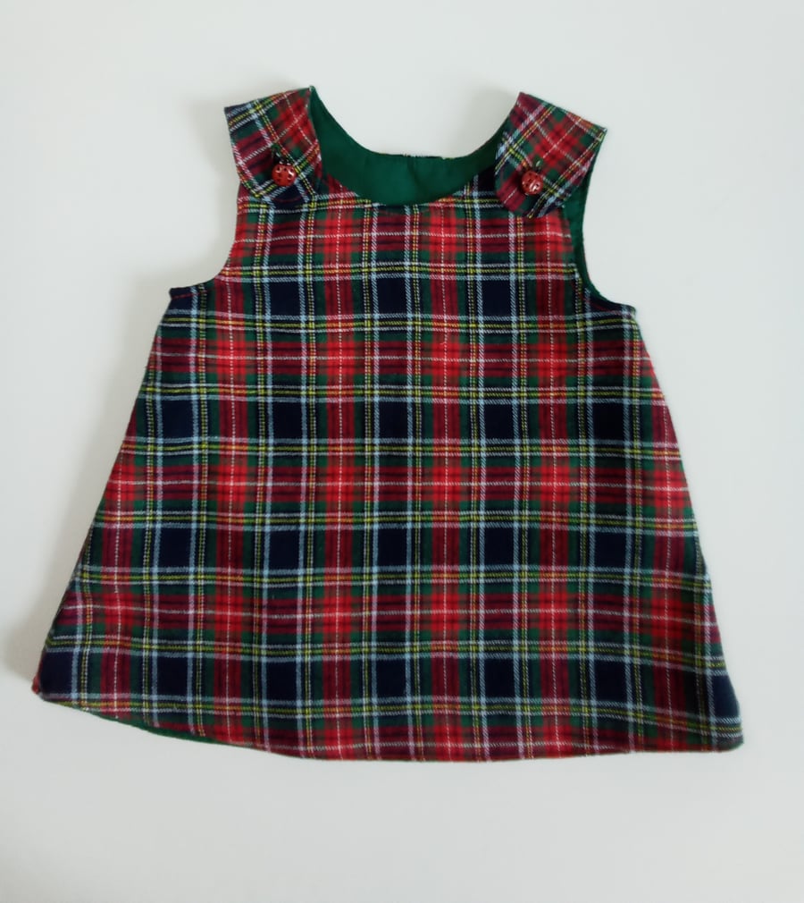 Red Tartan dress, 3-6 months A Line dress, Tartan pinafore, baby clothes 