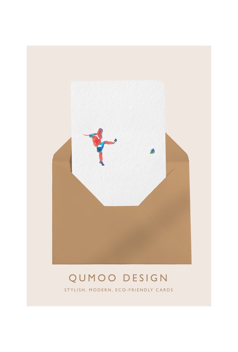 Cards Football Boy Male blank card gift watercolour (QM343)