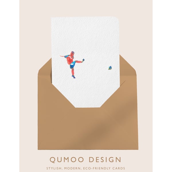 Cards Football Boy Male blank card gift watercolour (QM343)
