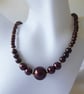 Chocolate Faux Pearl Necklace with gold plated Accents and Fittings
