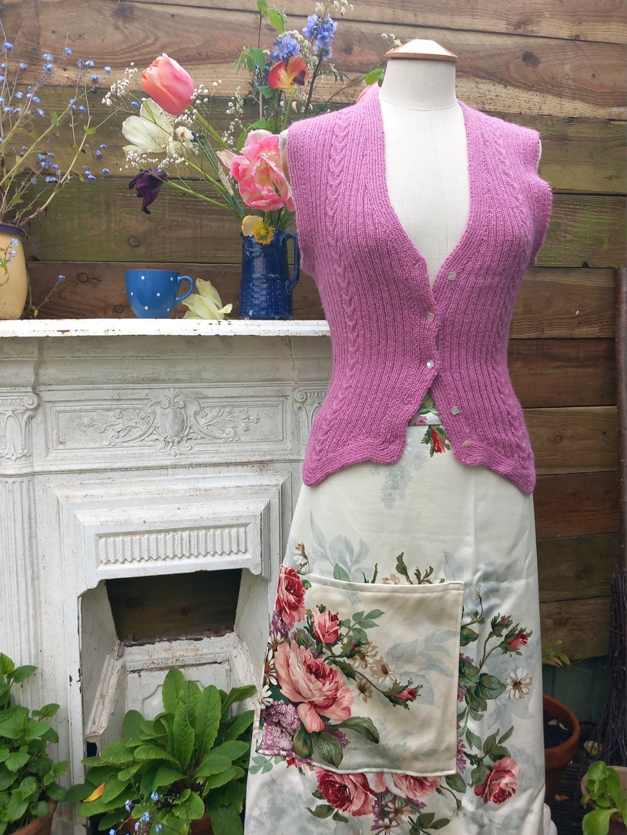 tank top size 10  dusky pink. hand knitted 