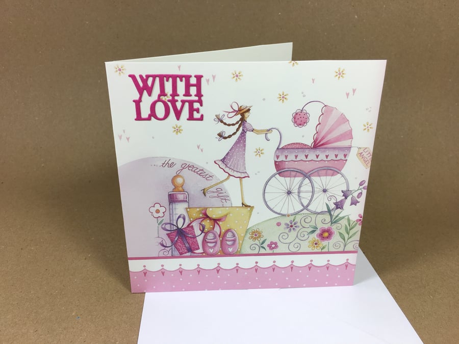 With Love New Baby Greetings Card Free postage within the UK