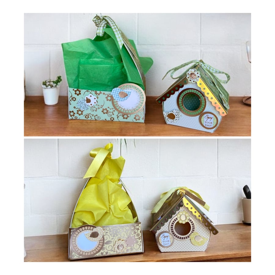 Special 3D Bird House Birthday Card in its Own Little Basket