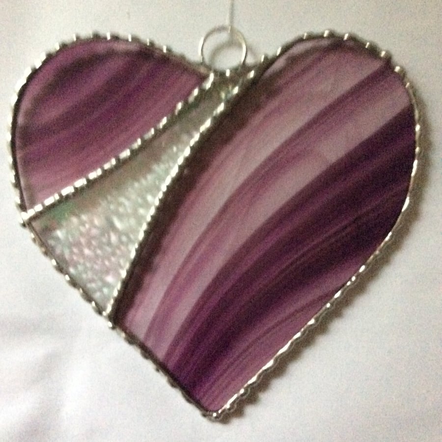 Amethyst  baroque glass heart  (0547)
