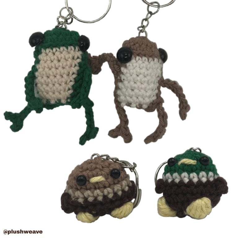 frog and toad, mallard and duck matching friendship keyring keychain bag charms