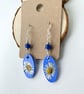 Real Pressed Daisy Dangle Sliver Plated Wood and Bead Earrings - Image 6