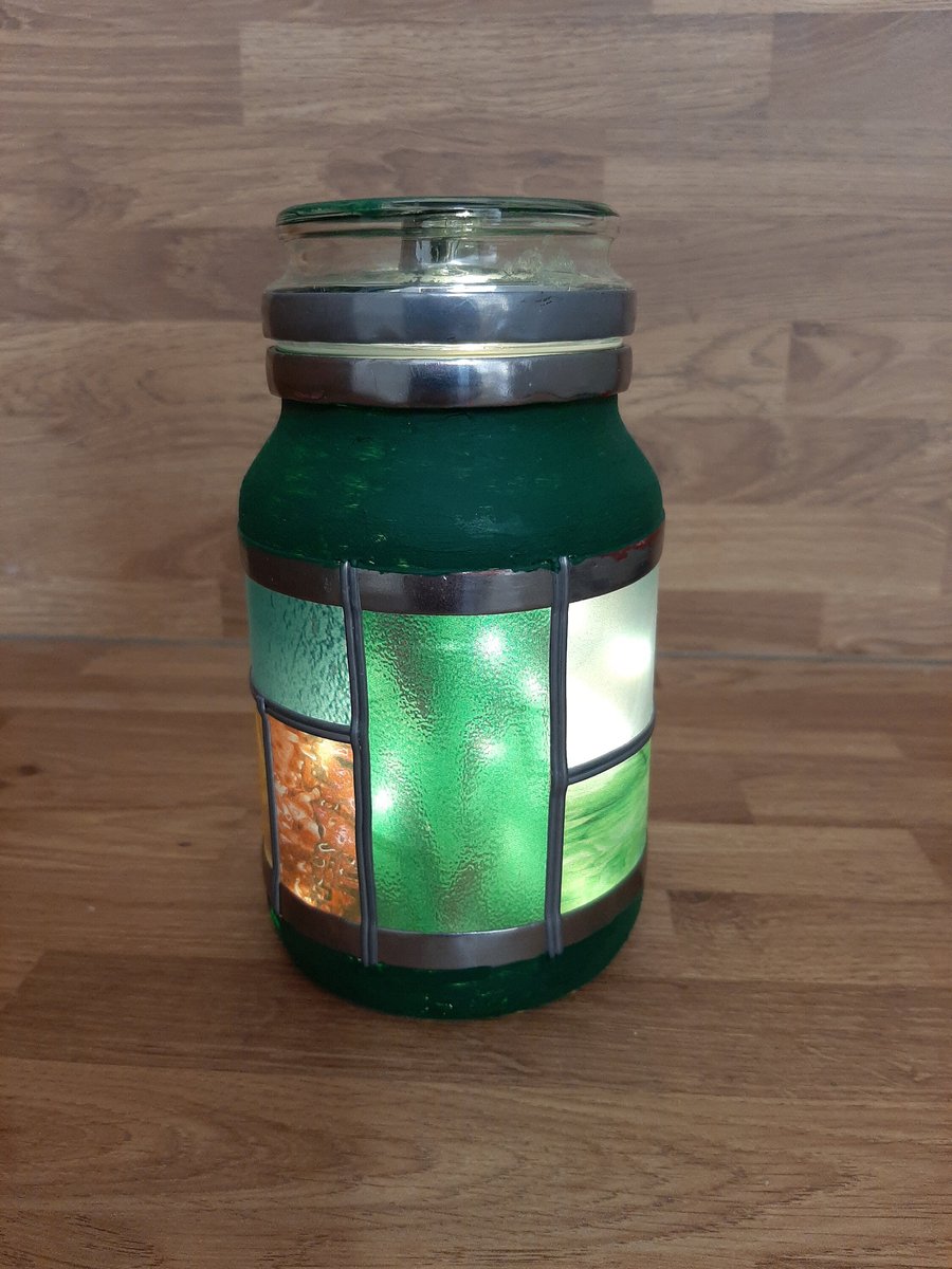 Hand painted and Stained glass banded nightlight