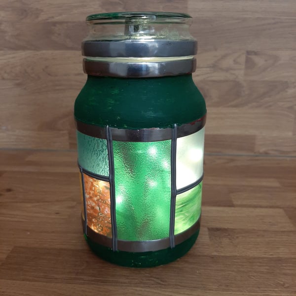 Hand painted and Stained glass banded nightlight