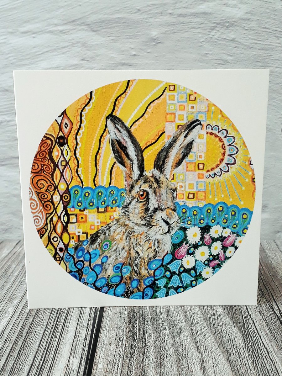Hare Greetings Card, Blank for Any Occasion