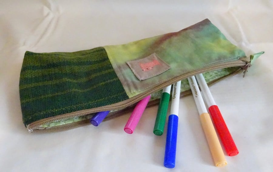Handwoven Zipper Accessory Bag- Green Goddess 