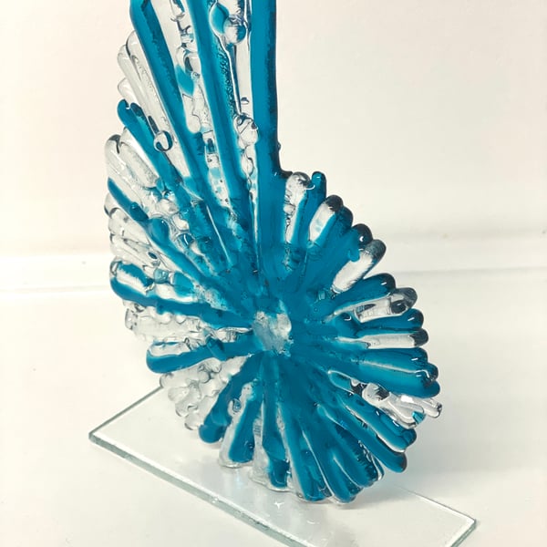 Ammonite - fused glass sculpture 