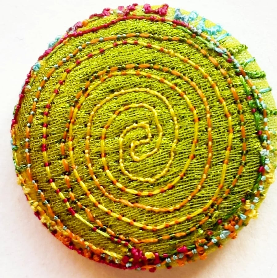 Buttons 1 inch button Hand Dyed Silks and Cottons Free Machine Embroidery Button