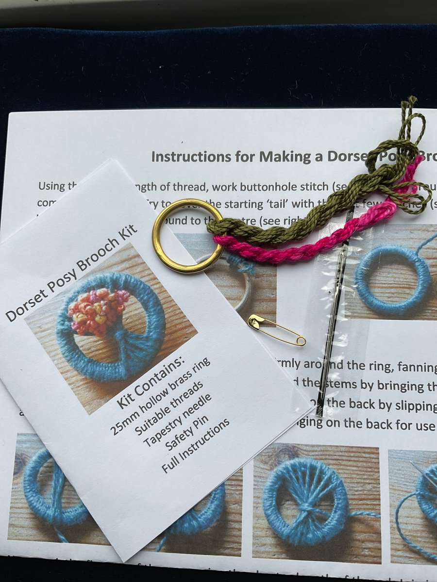 Dorset Posy Brooch Kit, Bronze Stems with Pink Flowers, 9