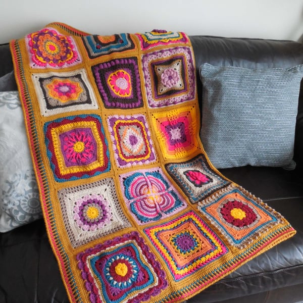 Jewel Tones Crochet Blanket or Throw Sampler