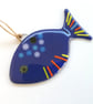 Opal Blue Fused Glass Fish Suncatcher: Marine Decor