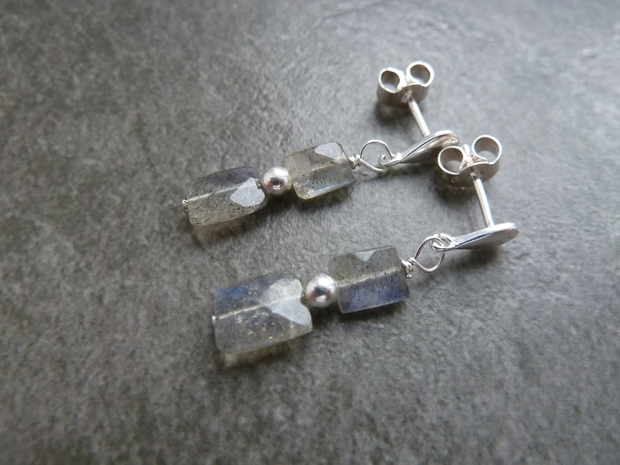 sterling silver earrings, labradorite gemstone