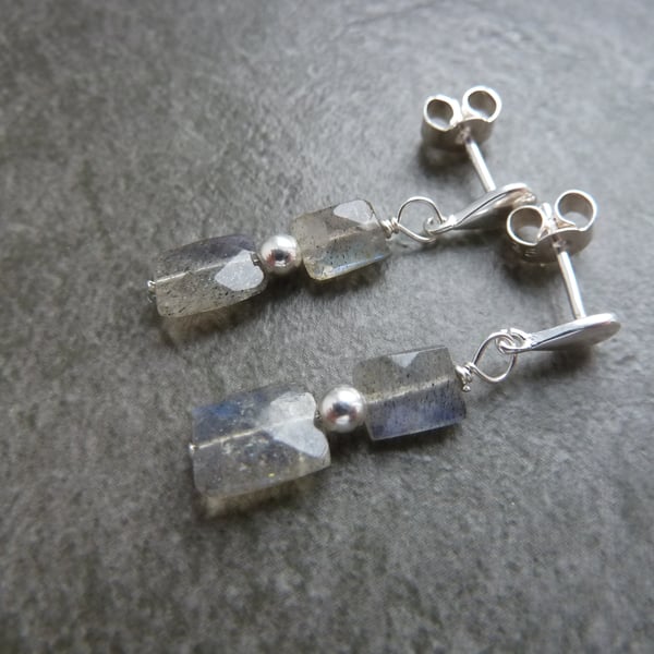 sterling silver earrings, labradorite gemstone