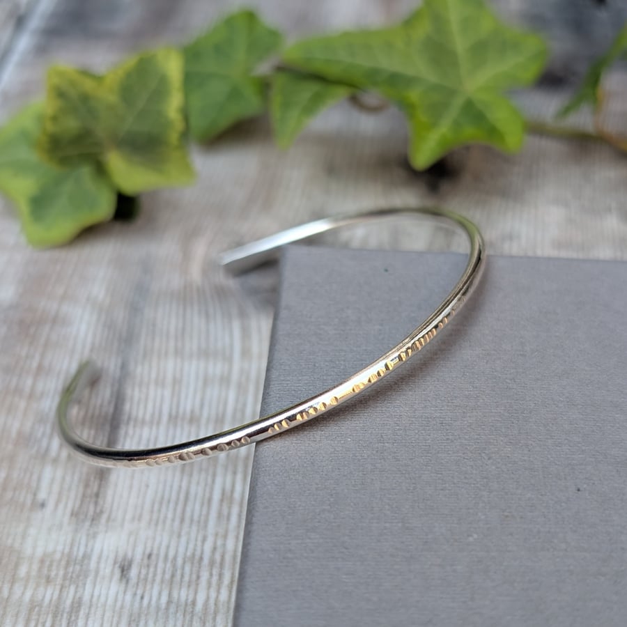 Sterling Silver Textured Cuff Bangle - JBJ5028