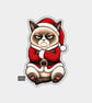 Funny Christmas Sticker Vinyl Xmas Decal For Adults - Cute Grumpy Santa Cat - Image 1