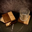Thick Walnut & Oak Coaster Set of 4 - Rustic Luxury Modern Home Gift -