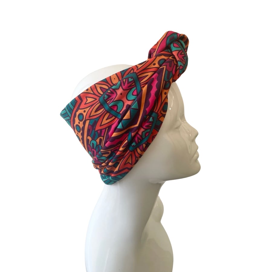 African Print Oversized Front Knot Turban Headband Head Wrap for Women