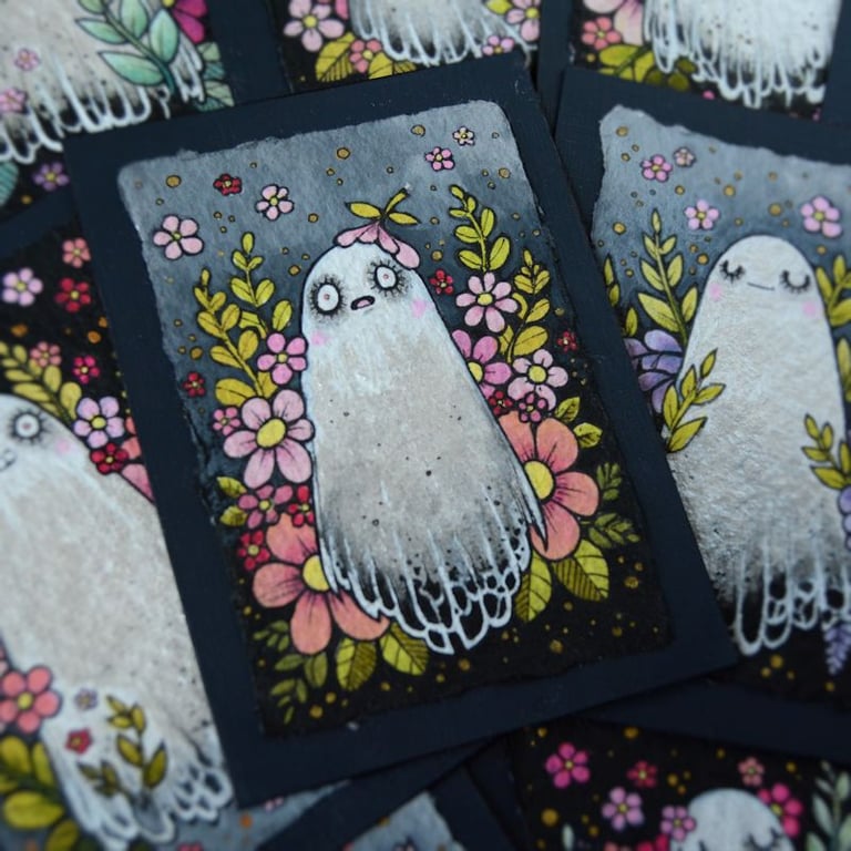 spring ghost - original aceo illustration