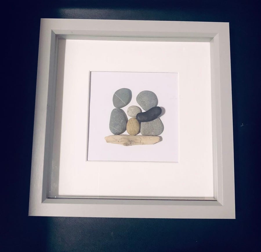 Pebble picture, new baby gift, welcome new baby, baby makes three, new family,nu