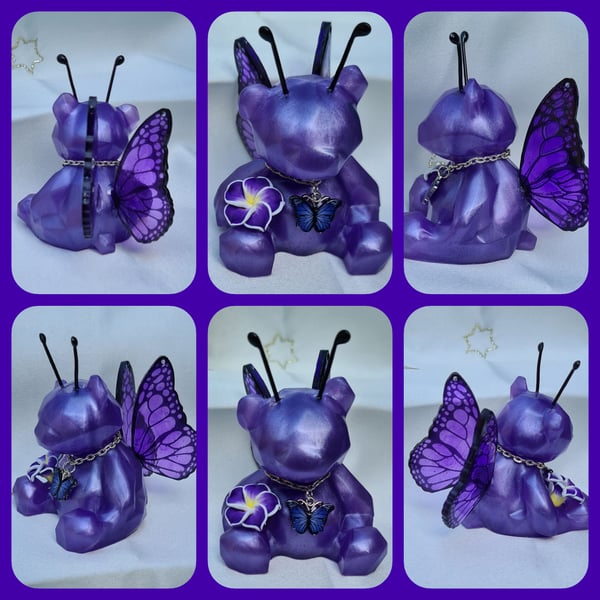 Violet - Flutter-Bear Resin Ornament - Purple 