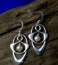 Silver and Pearl Art Nouveau Earrings, Pearl, Silver and pearl Celtic earrings, 