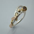 Sterling silver and gold flower ring