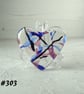 Pink blue black heart fused glass pocket hug with stand 5x4.5cm (303) - Image 1