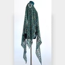 Handmade Crochet Shawl in Pure Merino Wool with Beads.
