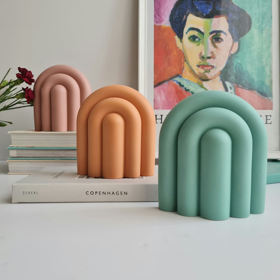Colourful Arched Concrete Bookends