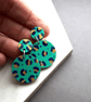 Colourful leopard print circles dangly earrings - Image 4