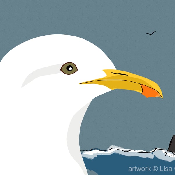 Gull - bird art print - seaside - coastal birds