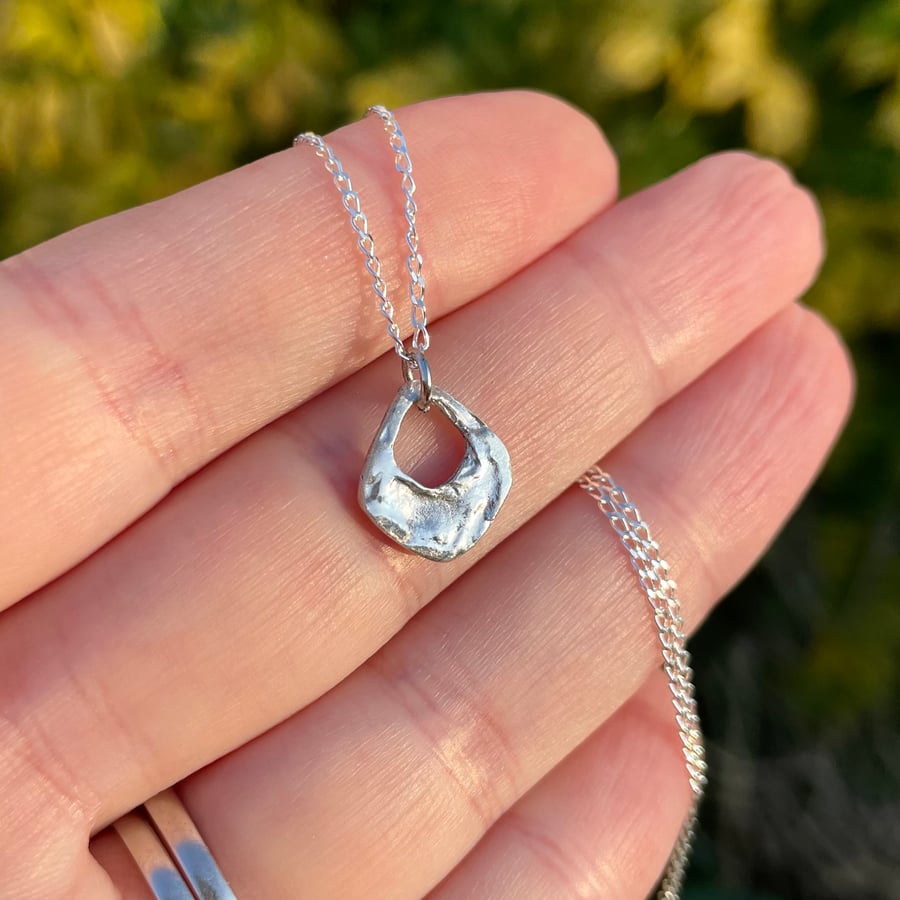 Molten diamond pendant 999 fine silver necklace 