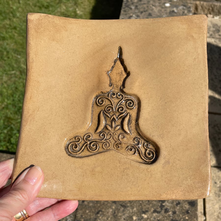 NEW! One of a kind stoneware ceramic Buddha platter