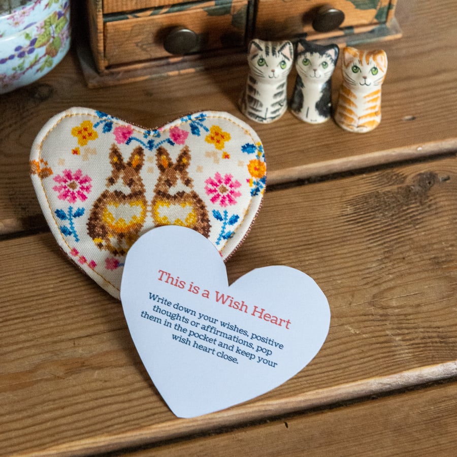 Wish hearts - pocket sized fabric hearts to carry your wishes and dreams