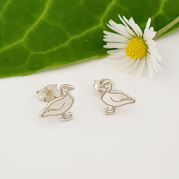 Duck Stud Earrings (Sterling Silver)