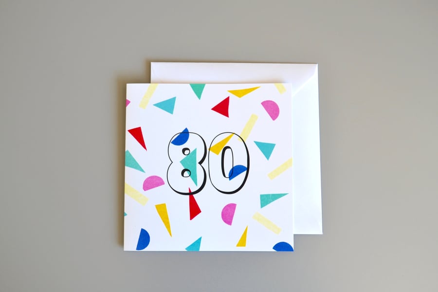 Confetti 80th Birthday Card 