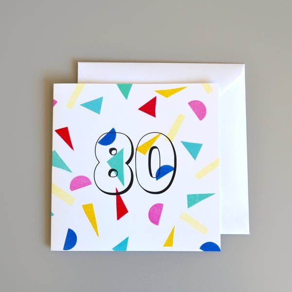 Confetti 80th Birthday Card 