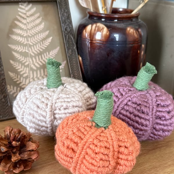 Autumn Pumpkins, set of 3 Macrame pumpkins, includes free UK delivery