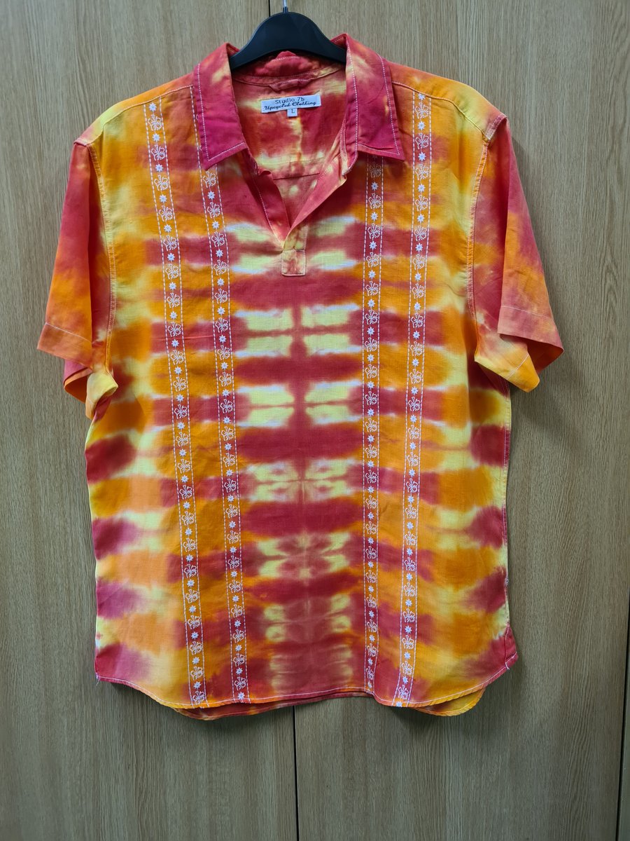 Upcycled linen shirt size large