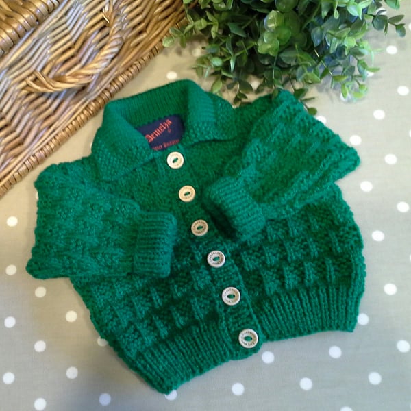Green Baby Gender Neutral Cosy Cardigan 3-9  months size