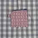 Hand made zip up purse with key ring attachment